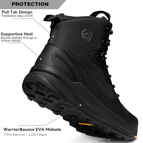 WIDEWAY Men's Lightweight Military Tactical Boots Non-Slip Work Boots For Men Comfortable All Day Waterproof Hiking Boots ...
