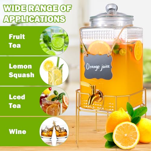 Drink Dispensers for Parties,1.5 Gallon Drink Dispenser,Beverage Dispenser with Stand,Glass Lid and Stainless Steel Spigot...