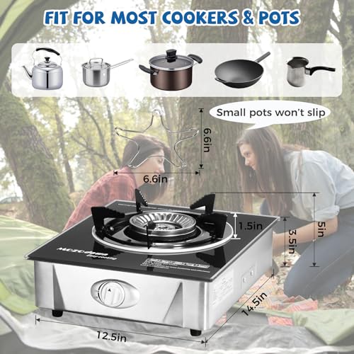 Single Burner Propane Stove 15000 BTU, Portable Gas Propane Stove 1 Burner, Camping Stove Propane with LPG Adapter Hose fo...
