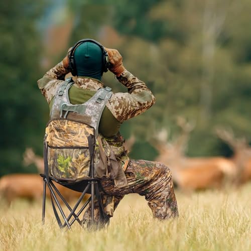 FLISSA Hunting Chair, Folding Tripod Stool, Portable Fishing Chair with Backrest, Outdoor Folding Camping Chair