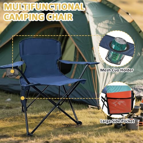 SAILARY Folding Camping Chair with Cup Holder and Cooler Bag, Portable Outdoor Chair for Camping, Fishing, Beach, Picnic, ...