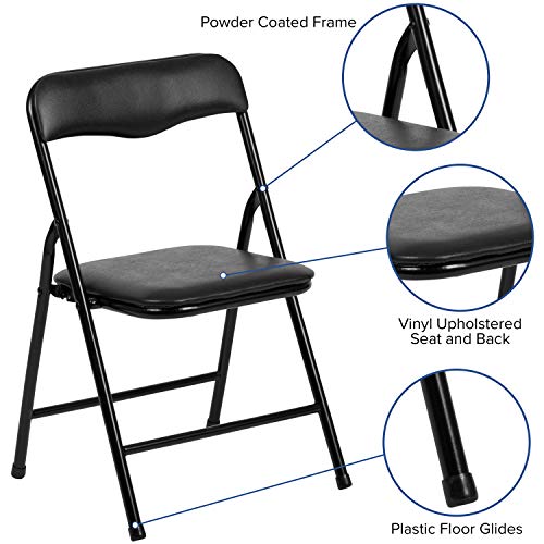 EMMA + OLIVER Kids Black 5 Piece Folding Activity Table and Chair Set for Home & Daycare