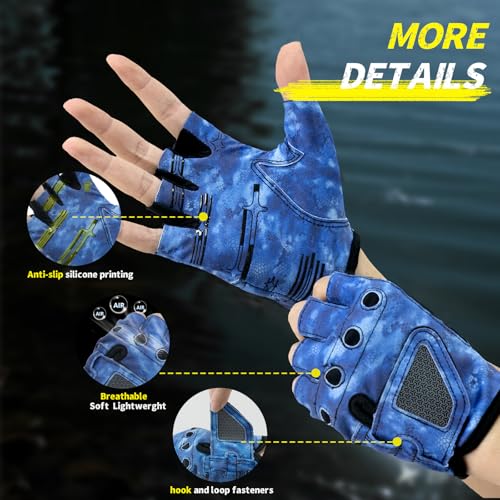 Rioomui Stubby Fingerless Fishing Gloves Men - Lightweight Breathable Anti-Slip Kayak Gloves Women for Kayaking, Sailing,P...