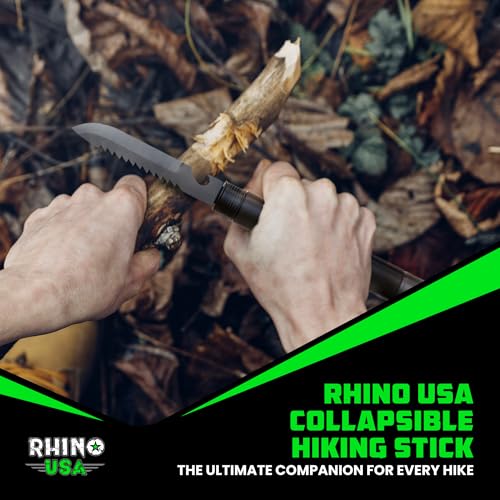 Rhino USA Tactical Hiking Stick with Integrated Survival Kit – Essential Camping Gear for Hiking & Trekking – Durable Tact...