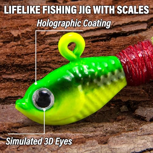 Alwonder 5-Pack Bucktail Jigs Hair Jigs Saltwater Freshwater Fishing Bucktail Lures Surf Fishing Jig Heads White Luminous ...