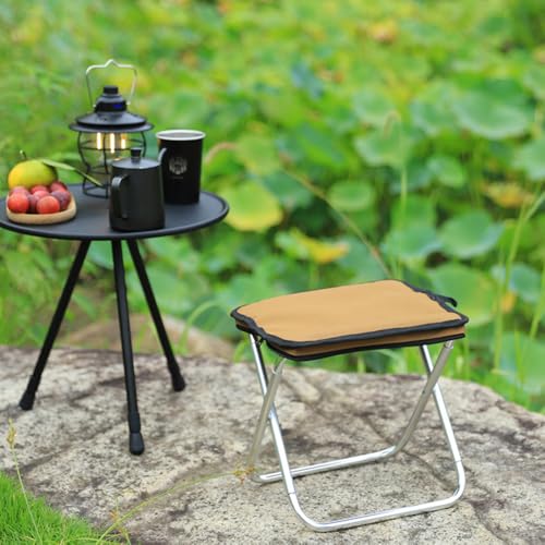 Hangbag Folding Chair for Camping, Portable Folding Stool, Outdoor Collapsible Camping Chairs, Brown