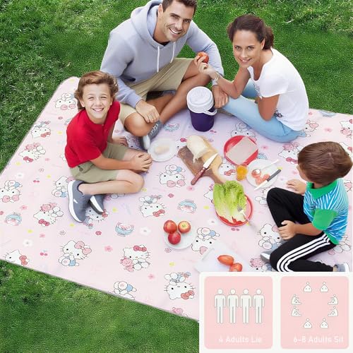 tlyunaooez 80”x 80” Picnic Blanket Extra Large, Waterproof and Foldable Beach Blanket, 3-Layer Outdoor Blanket for 6 to 8 ...