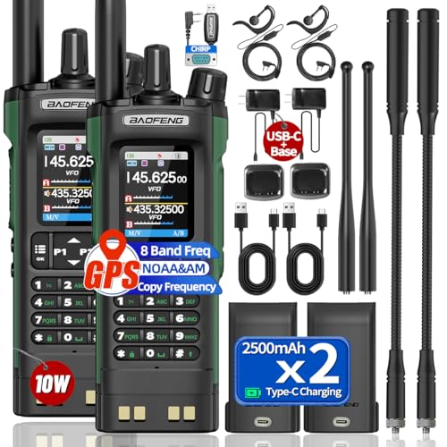 BAOFENG UV-32 Ham Radio Long Range 10W Rechargeable Walkie Talkies 5RM K5 Handheld Two Way Radio NOAA Weather Radio with G...