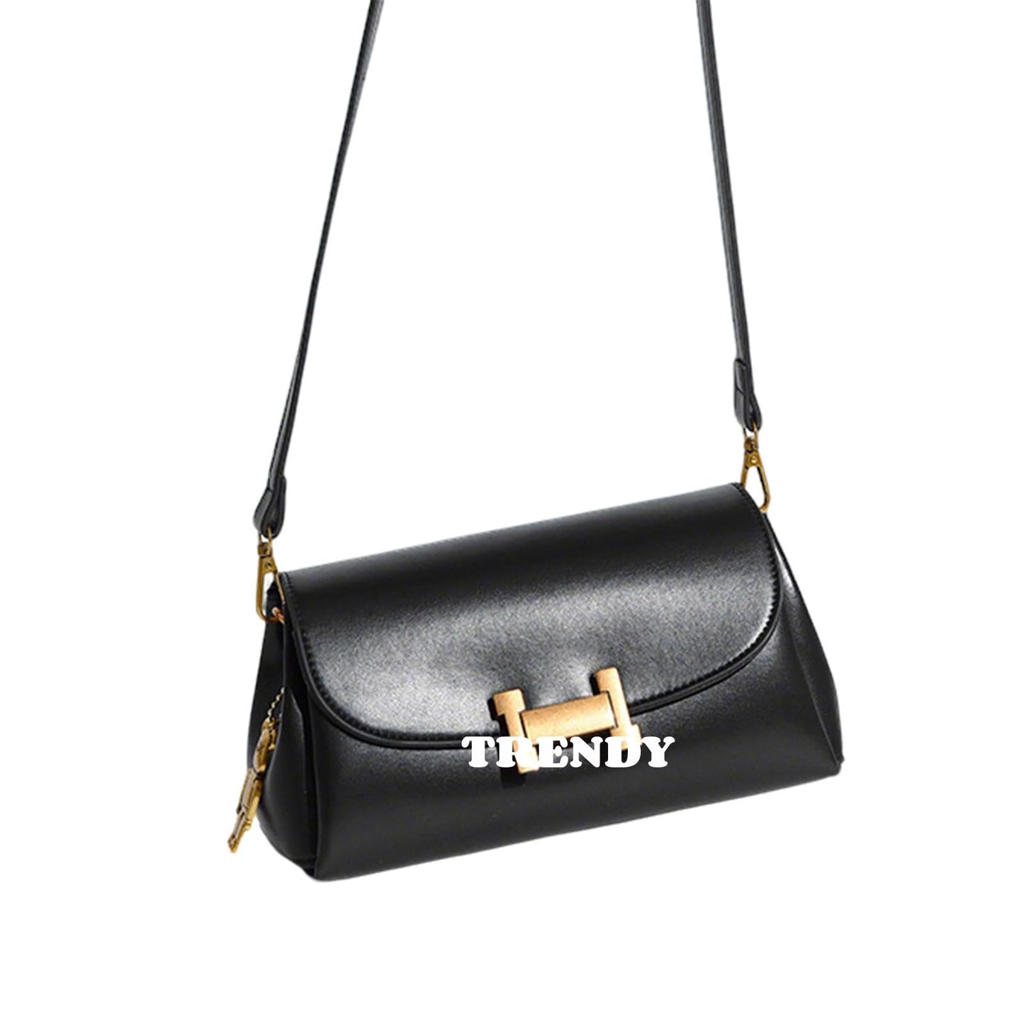 Small Crossbody Purses for Women,Lightweight Crossbody Bag Faux Leather Trendy Women's Shoulder Handbags with 3 Compartments (Black)