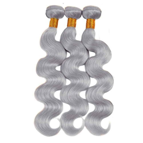 Giginger Sliver Grey Human Hair Bundles 16 18 20 inch Body Wave Human Hair Bundles Highlight Sliver Grey 100% Unprocessed Raw Quick Weave Hair for Black Women