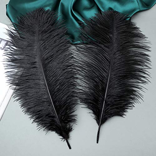 24pcs Natural Black Ostrich Feathers 10-12inch (25-30cm) for Wedding Party Centerpieces，Flower Arrangement and Home Decora...