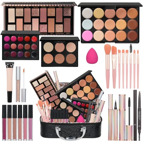 Makeup Kit For Girls Gift, Make up Kit For Women Full Kit Includes Sponge Eyeshadow Liquid Lipstick Concealer Eyeliner Eye...