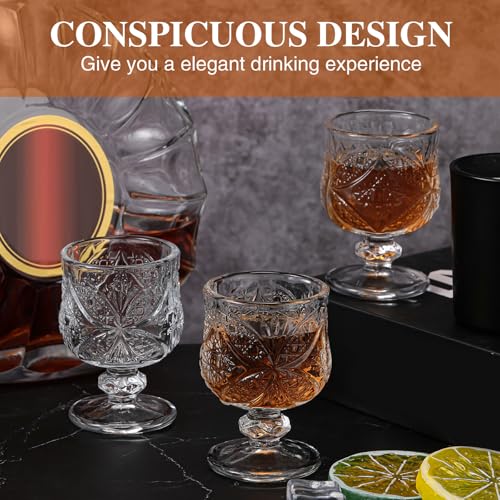 1.75 oz Shot Glasses Set Fancy Cute Shot Glasses Cordial Crystal Shot Glassware Clear Embossed Glass Snifters Drinkware fo...