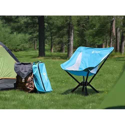 VILLEY Portable Folding Chair Lightweight Camping Chair No Assembly Needed, Quick Setup for Beach, Hiking, Supports 330 LBS, Blue