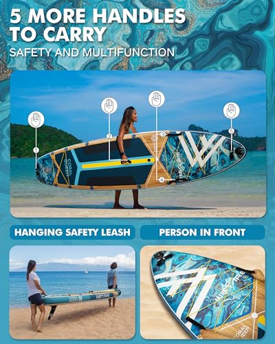 WETARE 11'6"x35" Inflatable Paddle Board, 450lbs Extra Wide Stand Up Sup Board for Adults, Blow Up Paddleboard Kayak Non-S...