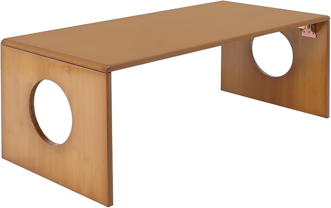 NemuGuda Folding Portable Coffee Table, Bamboo Low Japanese Floor Table, 31.5in Small Tatami Tables for Living Room Bedroom Patio, Lightweight & Sturdy Indoor Outdoor Use