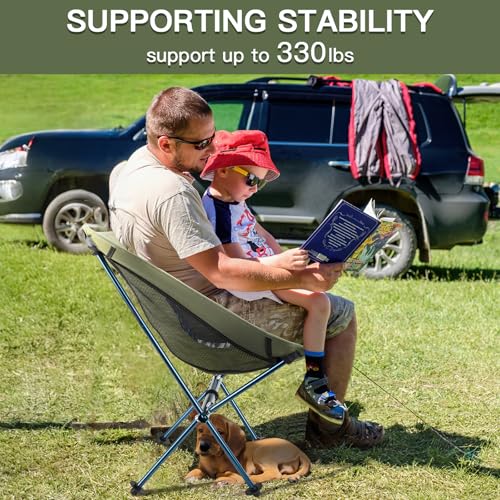 Night Cat Backpacking Chair Ultralight with Folding Camping Table Low Back Camping Chairs Foldable Portable Compact Suppor...