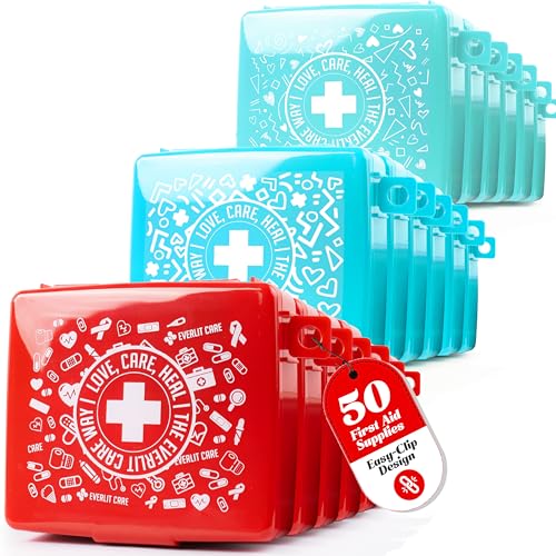 EVERLIT Pocket-Aid Mini First Aid Kit | Compact, Portable Hard-Shell Cases of 50 Items | Cuts, Scrapes, Wound Care Essenti...