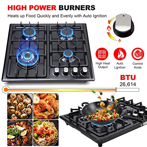 FORIMO Gas Cooktop 22Inch，Built in Gas Cooktop 4 Burners Stainless Steel Stove with NG/LPG Conversion Kit Thermocouple Pro...