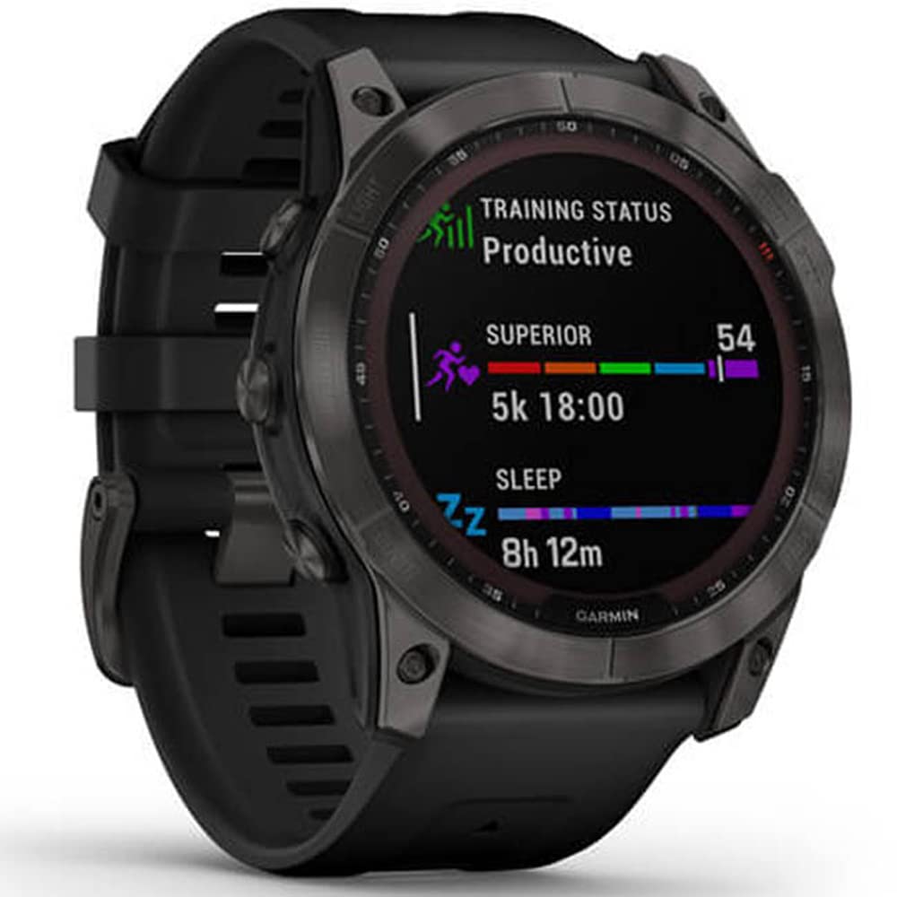 Garmin 010-02541-10 Fenix 7X Sapphire Solar Smartwatch - Carbon Gray Dlc Titanium With Black Band Bundle With Deco Gear Magnetic