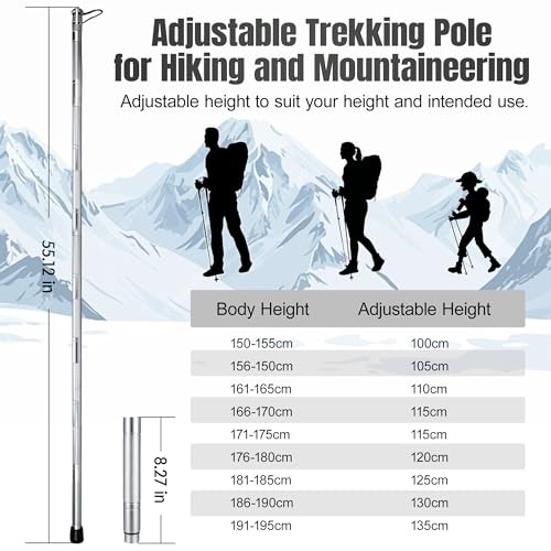 Hiking Tactical Stick, Walking Staff with 16 in 1 Outdoor Multitool Gear, All-Terrain Camping Gear for Hiking & Trekking, ...