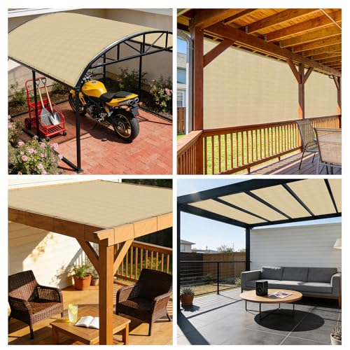 E&K Sunrise 10' x 34' Sun Shade Sail Straight Edge Rectangle Canopy Shade Cover with D-Ring Grommets UV Block for Outdoor ...