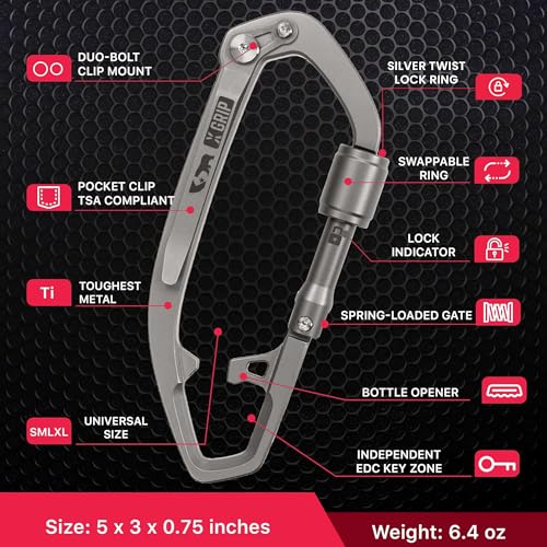 GPCA Multi-Tool Carabiner Clip D Ring Key Chain - Heavy Duty Key Clip for Keys, Small Carabiner Clip, Carabiner Heavy Dut...