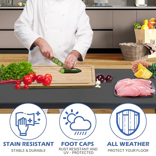 HKLGorg Folding Table, Heavy Duty Plastic Folding Utility Table Indoor Outdoor, Party Dining Table Easy to Assemble with L...