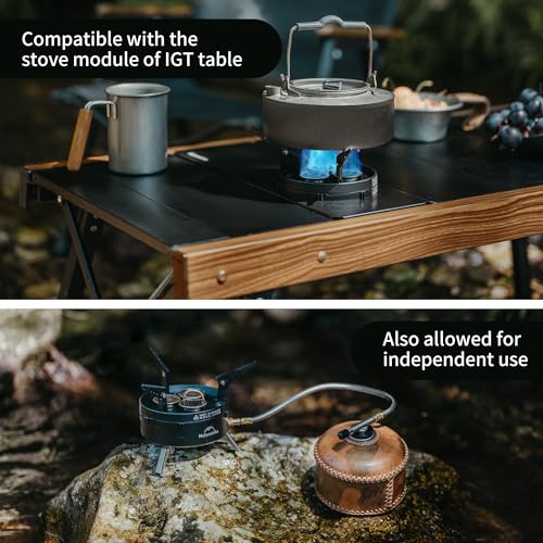 Naturehike Camping Gas Stove for IGT Table, Portable Isobutane Stove with Storage Bag & Foldable Brackets, 3 Burners Camp ...
