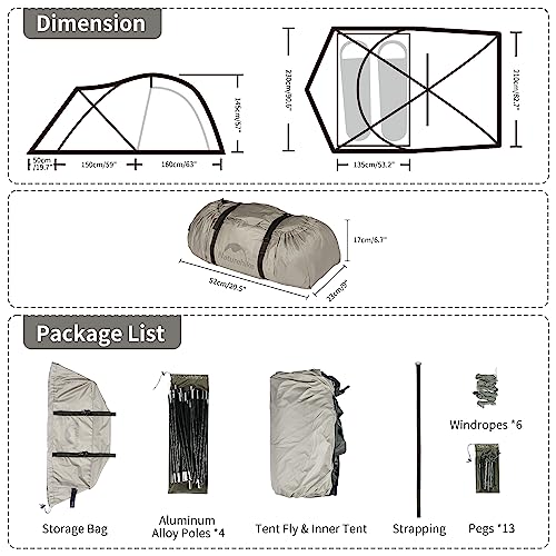 Naturehike Massif Hot Tent with Stove Jack, Waterproof Windproof 4 Season Tent, 2/4 Person Cold Weather Winter Tents for C...