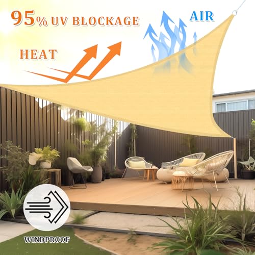 Shade&Beyond Triangle Sun Shade Sail 20'X20'X20' Permeable Canopy Sand for Patio Garden Yard Deck Pergola (We Make Custom ...