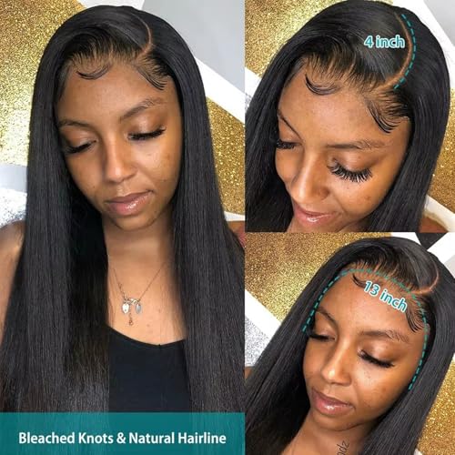 Lemoda Outlet Deals 13x4 Straight Lace Front Wigs Human Hair 180% Density 13x4 HD Transparent Lace Frontal Wig Pre Plucked 14A Brazilian Virgin Human Hair Wigs for Women 22 Inch