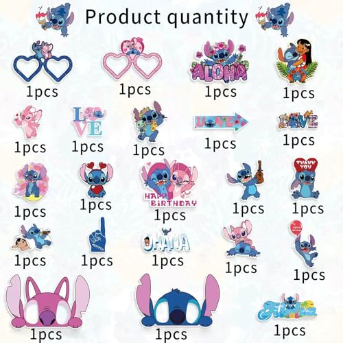 22 Pcs Party Decorations, Cute Photo Booth Props, Cartoon Party Supplies for Girls and Boys, Birthday Party Celebration De...