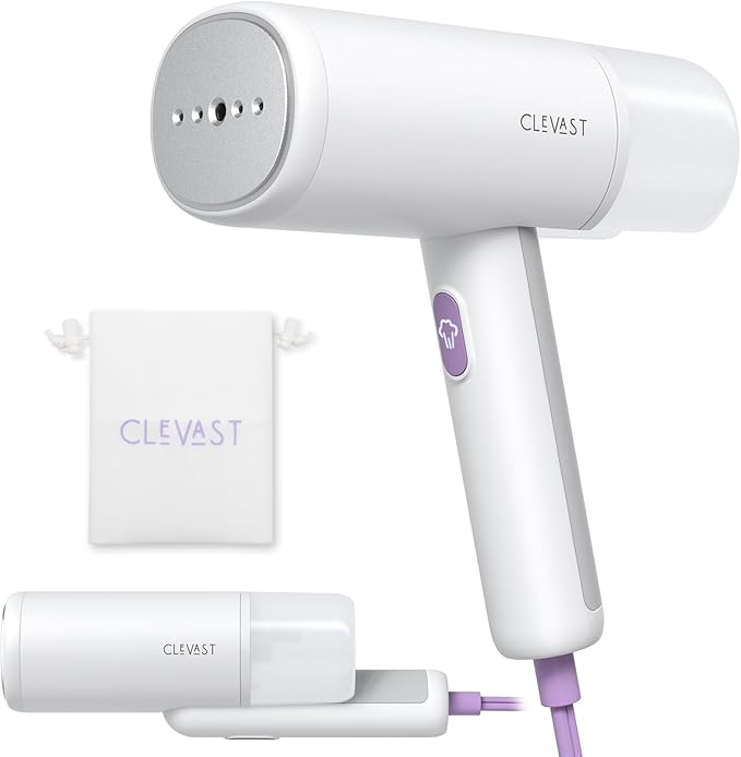 CLEVAST Steamer for Clothes, Portable Garment Steamer, Handheld Foldable Travel Size, Wrinkle Remover, 30-Second Fast Heat Up, 1000W Powerful Steam Output, 120V Only