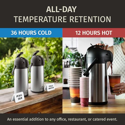 Coffee Carafe Airpot & Cleaning Brush - 101oz / 3L Airpot 12 Hours Hot Water Dispenser or 36 Hours Cold Drink Dispenser wi...