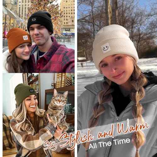 FURTALK Unisex Beanie for Women Men Knit Cuffed Winter Hats Soft Warm Cute Ski Skull Caps