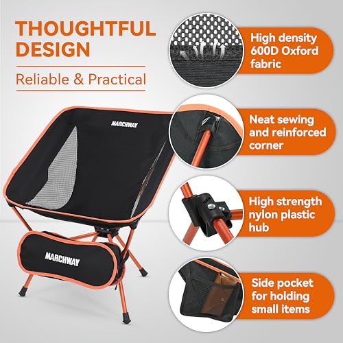 MARCHWAY Lightweight Folding Camping Chair, Portable Foldable Compact for Outdoor Camp, Travel, Beach, Picnic, Festival, H...