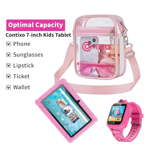 Contixo Clear Bag for Stadium Events - PVC Crossbody Bag, Clear Purse Messenger Bag for Kids, Concerts Sports Events Festi...