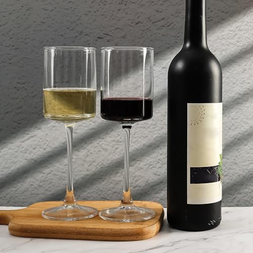 Square Wine Glasses Set of 12,10oz Large Champagne Flute, Square Unique White & Red Wine Goblets, Dishwasher-safe Clear (12)