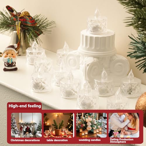 AYMXZT 12PCS Flameless Candles, Battery Operated LED Tea Lights for Valentine‘s Day, Christmas, Wedding, Anniversary, Tabl...