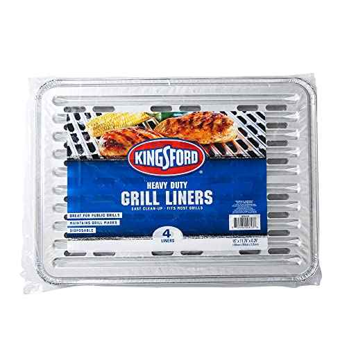 Kingsford Heavy Duty Aluminum Grill Liners | Heavy Duty Grill Liners | Disposable Grilling Liners Prevent Food from Falling Through Grill Grates, 48 Count,Silver