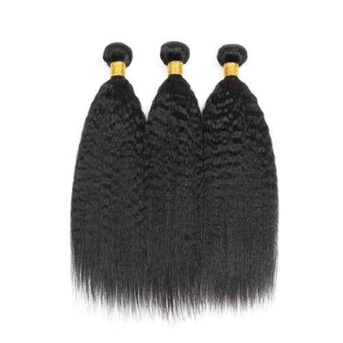 8A Brazilian Kinky Straight Bundles 16 18 20 Inch Unprocessed Human Hair Bundles for Black Women Extension