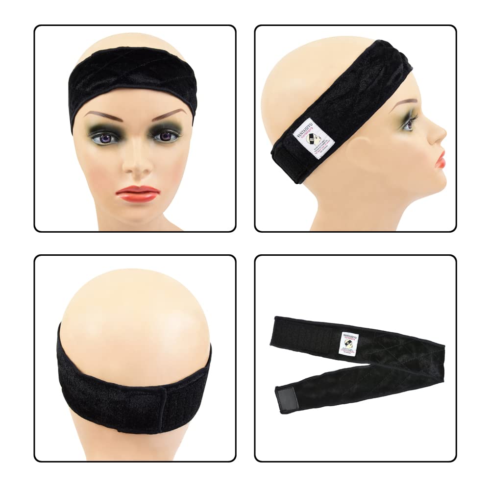 YANTAISIYU Wig Grip Band for Women Adjustable Non-Slip Wigs Scarf Grip Headband for Keeping Wig in Place (Black)