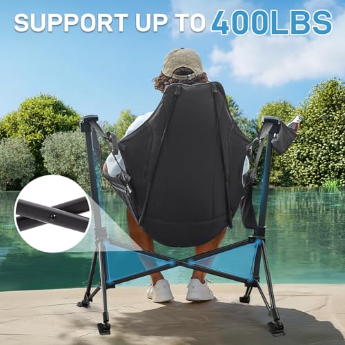 EVER ADVANCED Padded Hammock Camping Chair, Oversized Heavy Duty Swing Chair with Detachable Cup Holder, Portable Folding ...