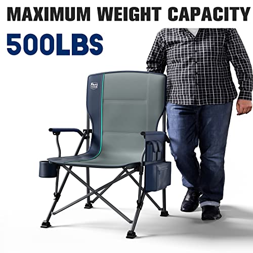 TIMBER RIDGE Oversized Folding Camping Chair High Back Heavy Duty for Adults Support up to 500lbs with Cup Holder, Side Po...