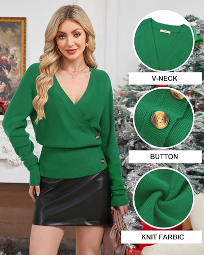 Timeson Womens Fall Sweaters 2025 Long Sleeve V Neck Business Casual Pullover Knit Tops