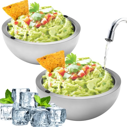 KoolCool Dip Chiller Bowl - 35oz Capacity - Frozen Ice Stainless Steel Party Serving Bowl - Insulated Dip Dish Platter Kee...