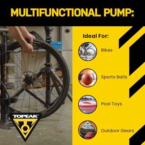 Topeak JoeBlow Max Hp Bike Floor Pump, 160 Psi/11 Bar, TwinHead, fits Presta, Schrader, and Dunlop valves