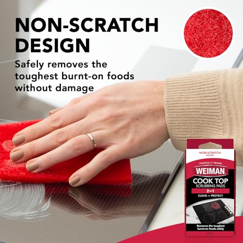 Weiman Ceramic and Glass Cooktop Cleaner - Heavy Duty Cleaner and Polish (10 Ounce Bottle and 3 Scrubbing Pads)