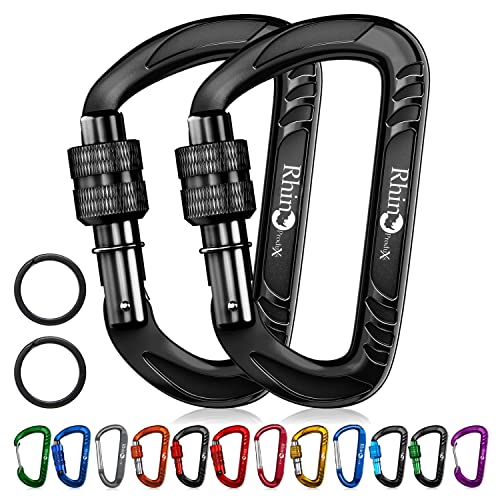 Rhino Produxs 12kN (2697 lbs) Heavy Duty Carabiner Clips, for Securing Pets, Outdoor, Camping, Hiking, Hammock, Dog Leash ...